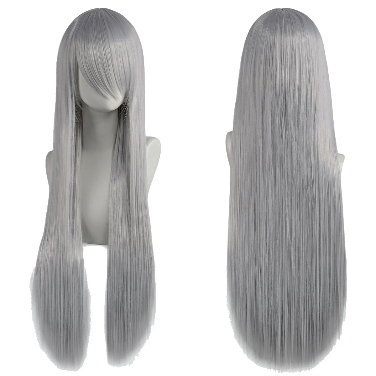 Lang Rett Lolita Cosplay-Parykk med Pannelugg (80 cm)