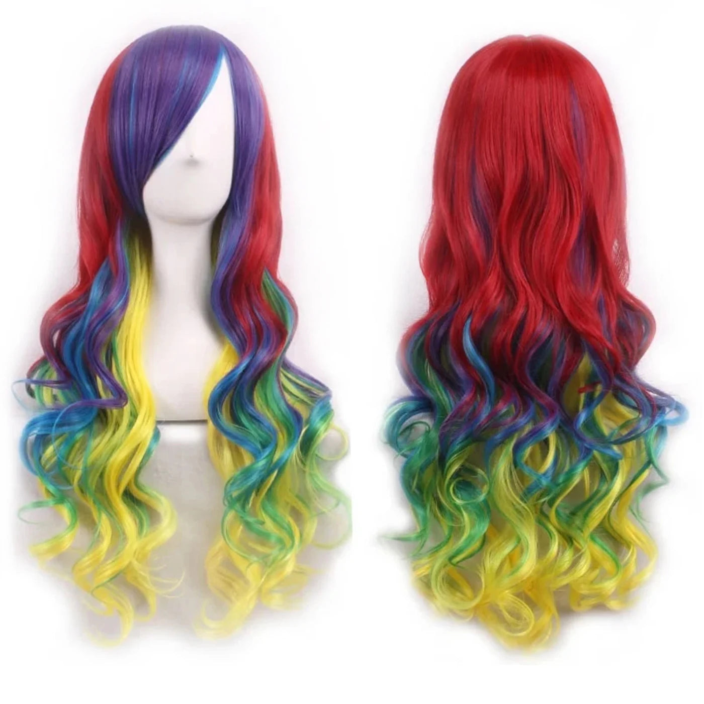Regnbue Ombré Cosplay-Parykk med Pannelugg (70 cm)
