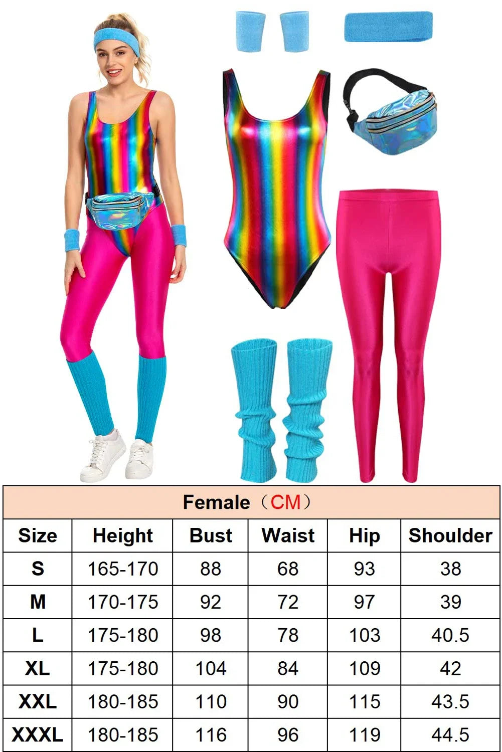 80s Neon Patchwork Retro Dress / Jumpsuit for Voksne