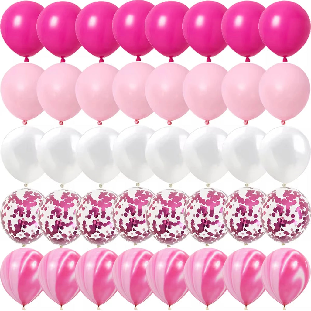 Rose Rosa Metalliske & Konfetti Ballonger