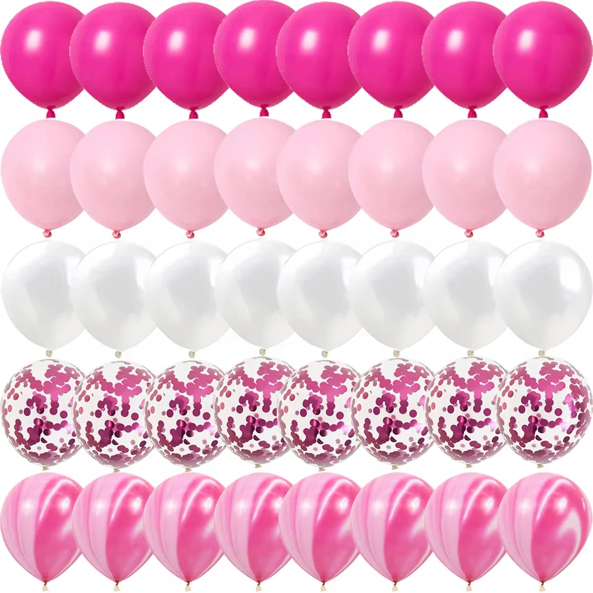 Rose Rosa Metalliske & Konfetti Ballonger
