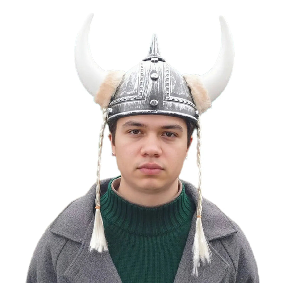 Vikinghjelm med Horn og Fletter
