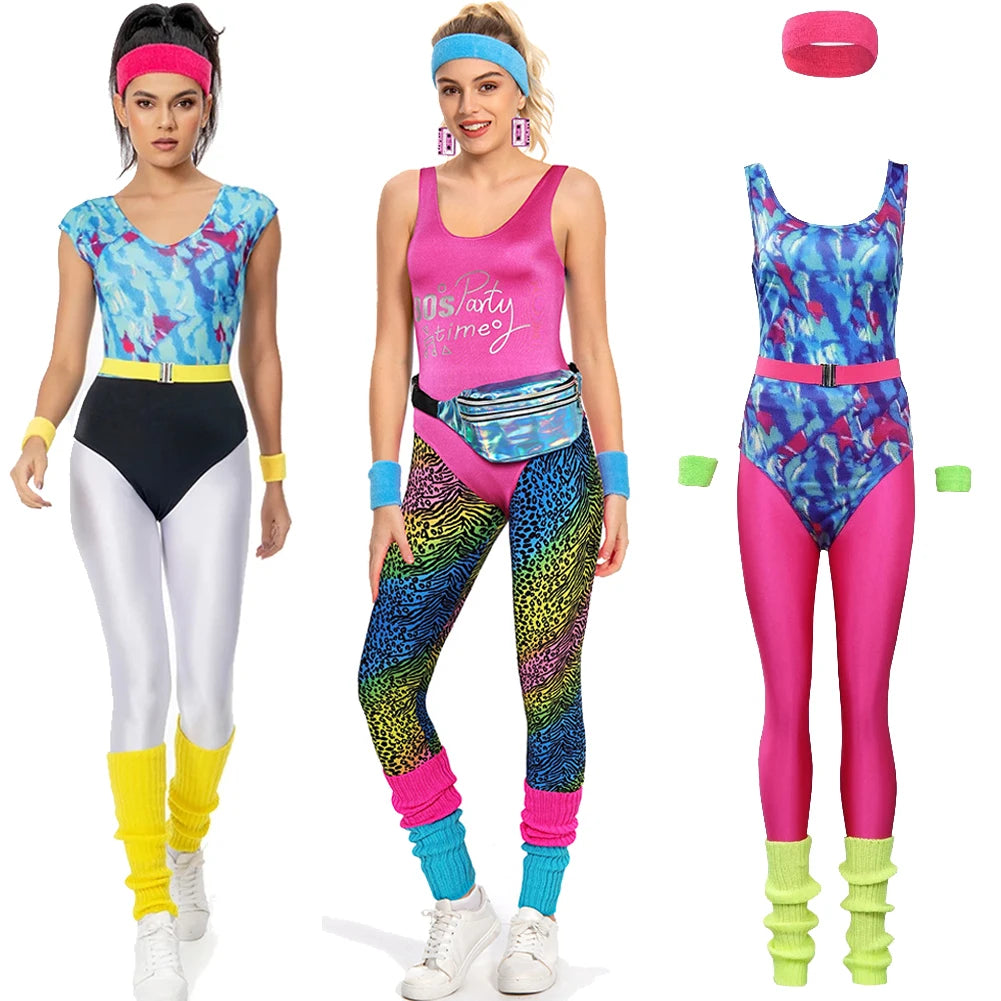 80s Neon Patchwork Retro Dress / Jumpsuit for Voksne