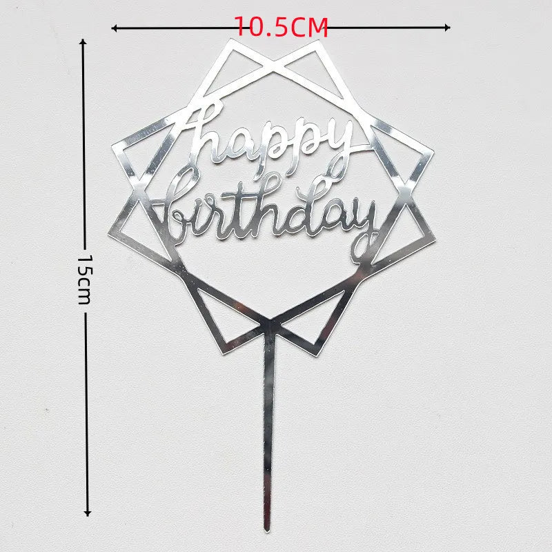 10-Pakning Akryl Happy Birthday Kaketoppere