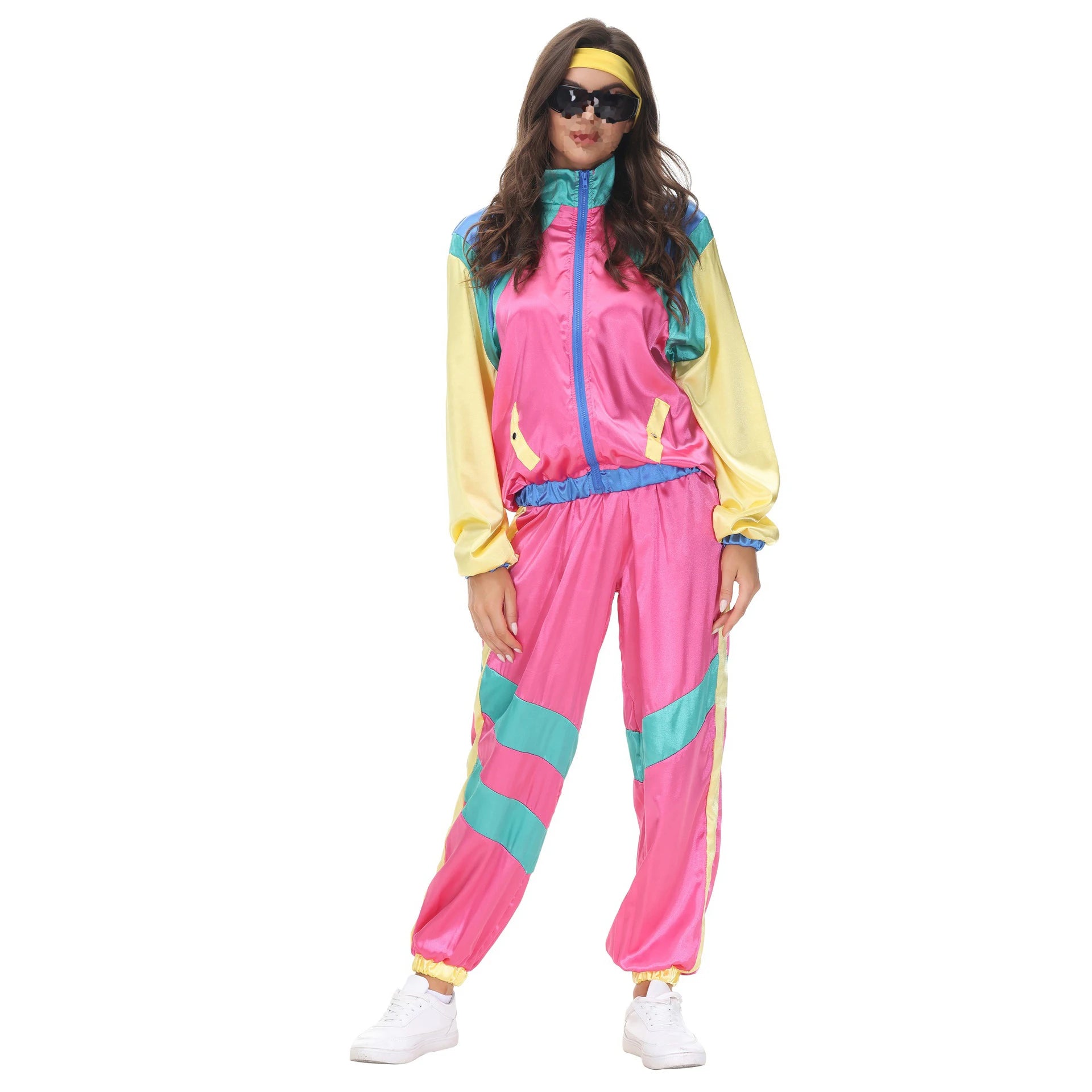 Satin 80s Fargeblokk Treningsdress for Damer & Herrer