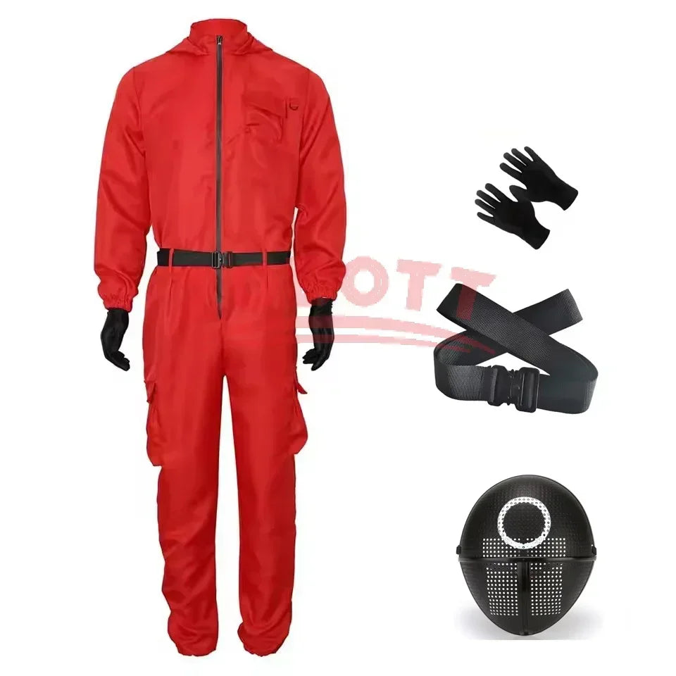Rosa Jumpsuit Kostymesett med Maske