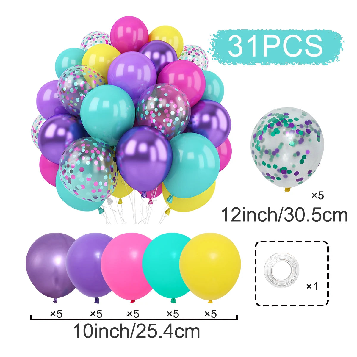 Perlemor & Metallisk Ballongmiks – Flerpakning