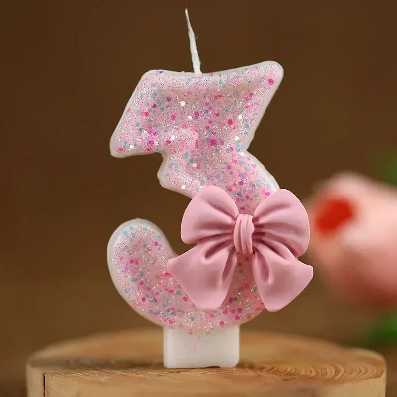 Glitrende 3D Tall-Kakelys Rosa (0-9)