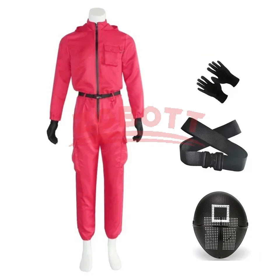 Rosa Jumpsuit Kostymesett med Maske