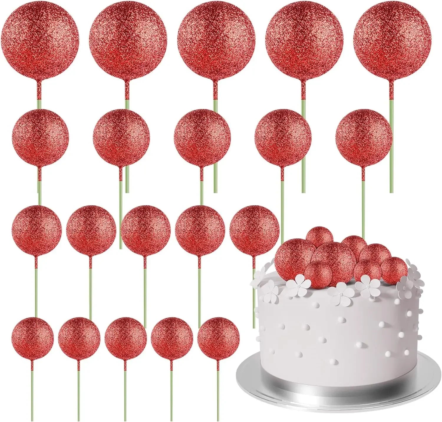20-Pakning Mini Ballong Kake-Topper Sett