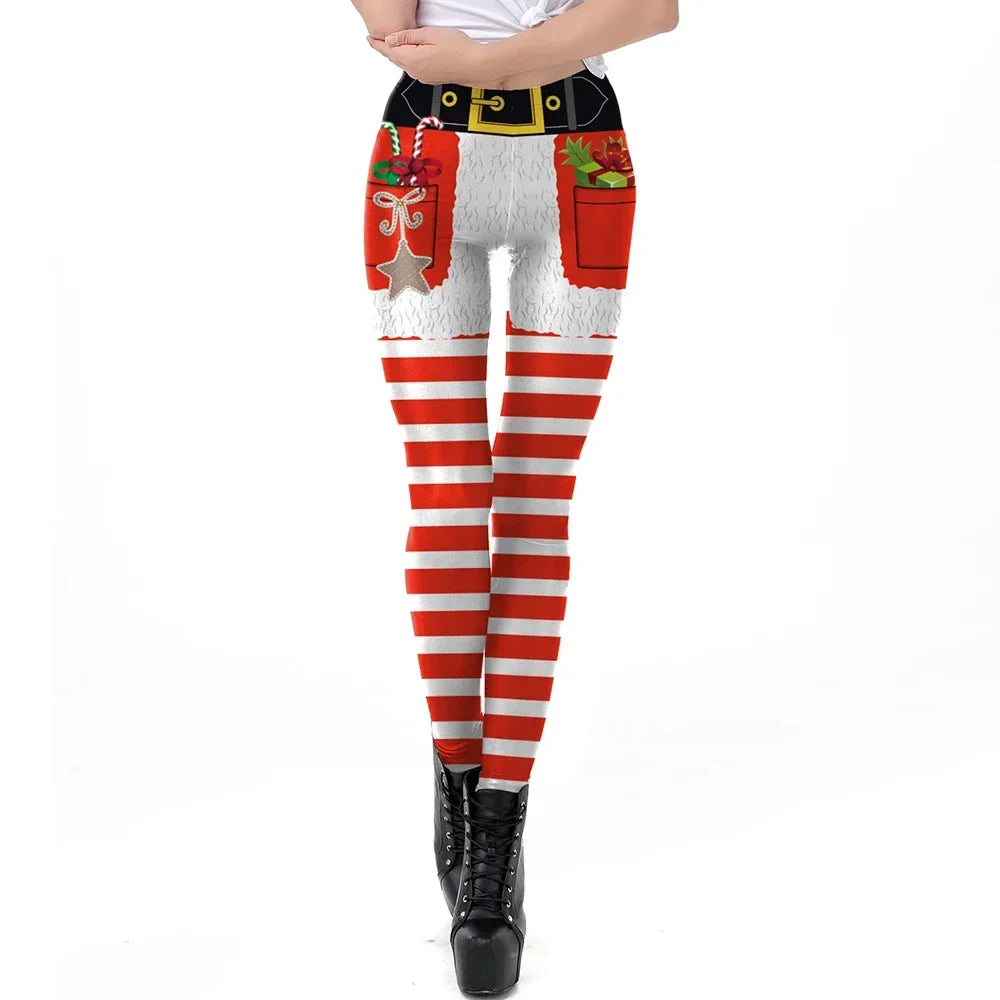 Grønne og Røde Alve-Tights / Jule-Leggings
