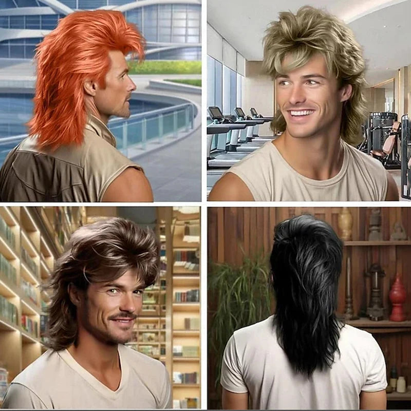 Klassisk Retro Mullet Parykk for Herre