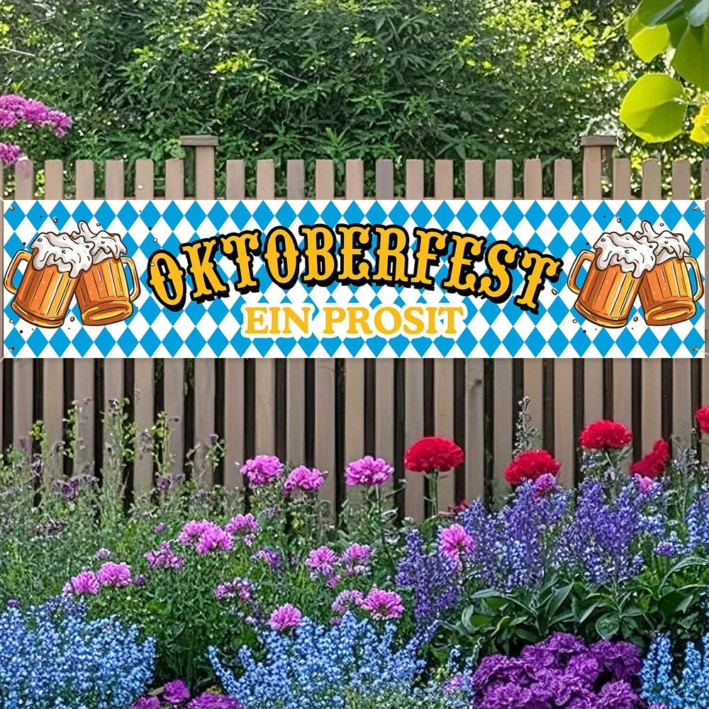Oktoberfest Bayersk Diamantbanner med Ølseidel (45 x 200 cm)