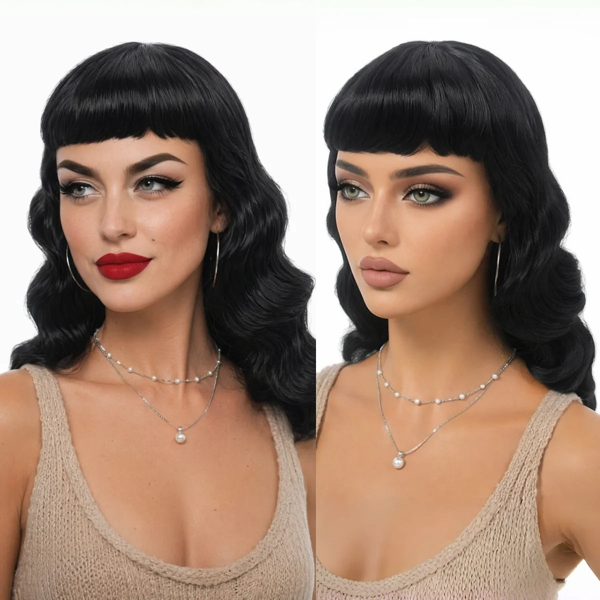 Lang 1920-talls Finger Wave Gatsby Parykk