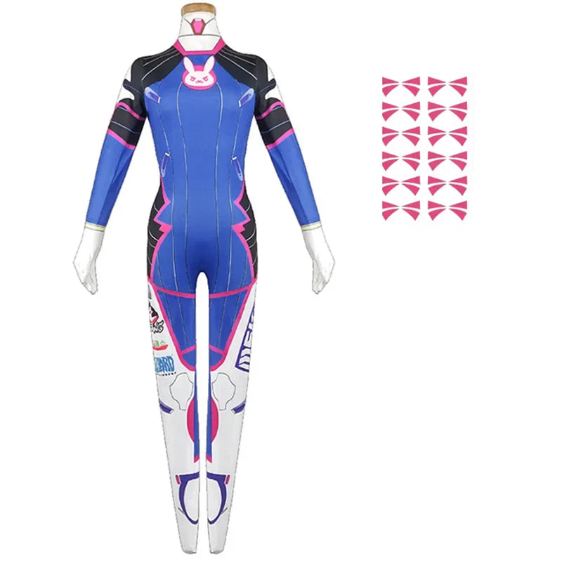 Overwatch D.Va Bodysuit Cosplay Kostyme & Tilbehør