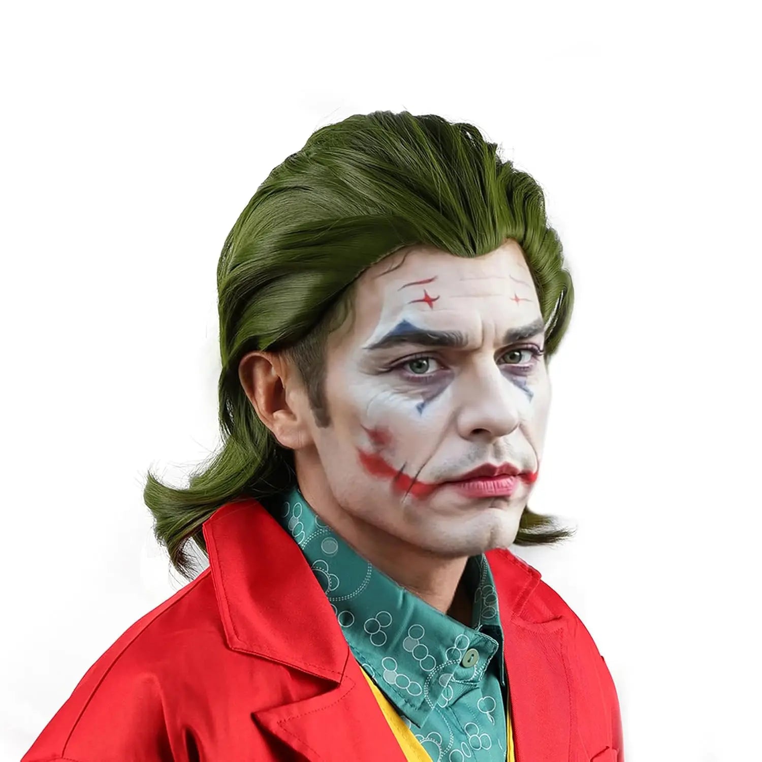 Kort Grønn Joker Krølleparykk for Menn