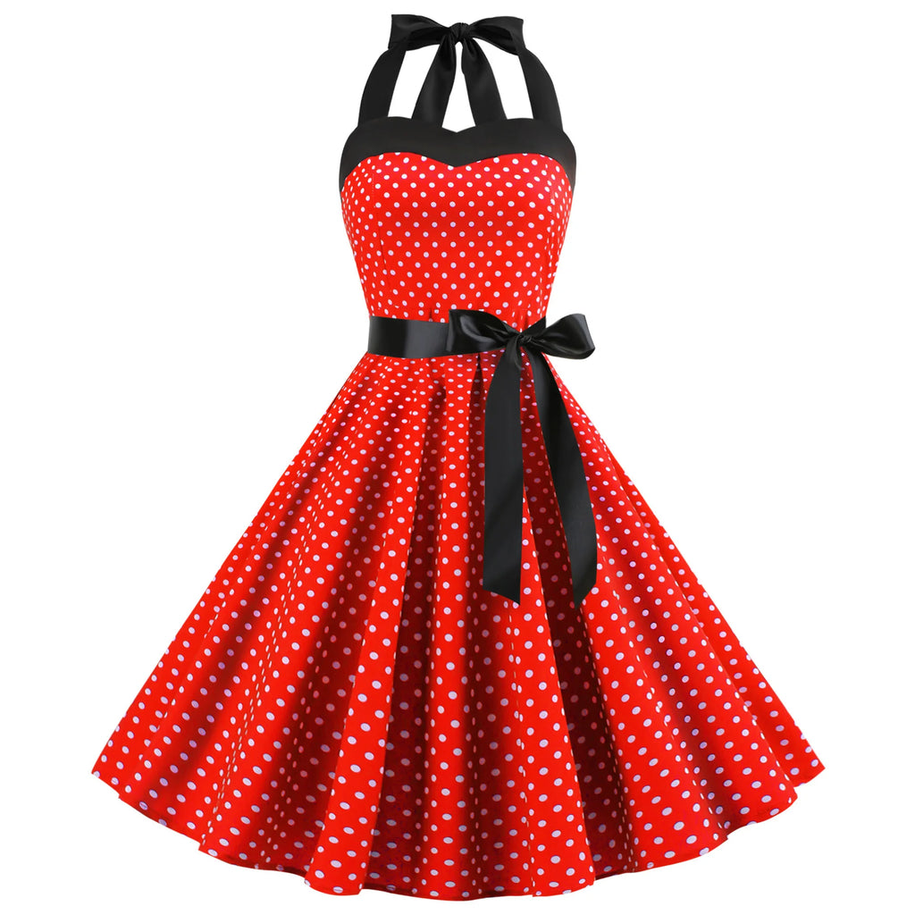 Halterneck Polka Dot Pin-up Kjole