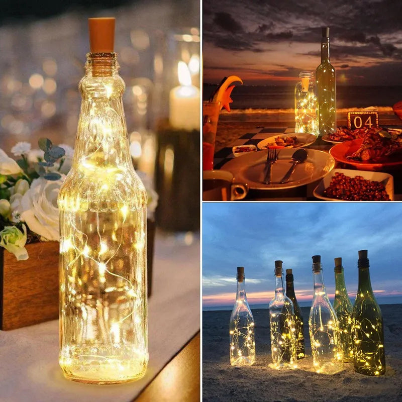 LED-lys til Vinflasker (Flaskelys med Kork 6-pk)