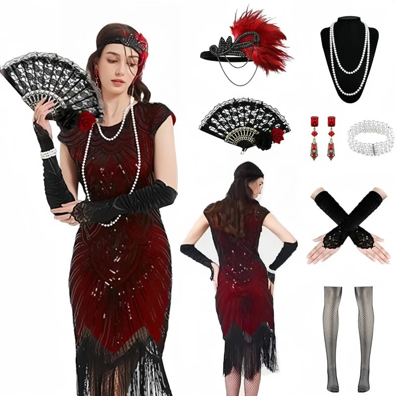 1920-tallet Charleston Flapper Kjolesett