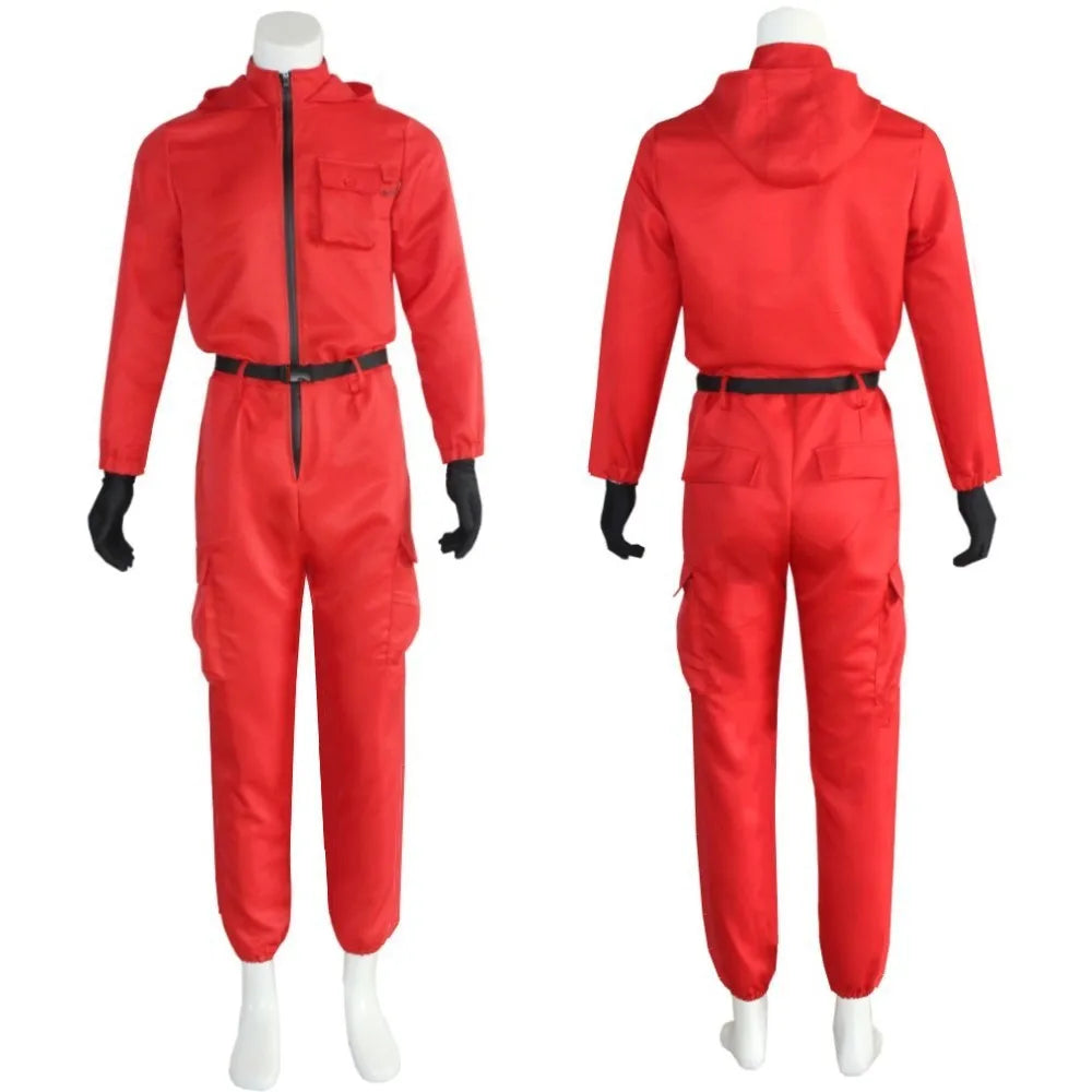 Rosa Jumpsuit Kostymesett med Maske