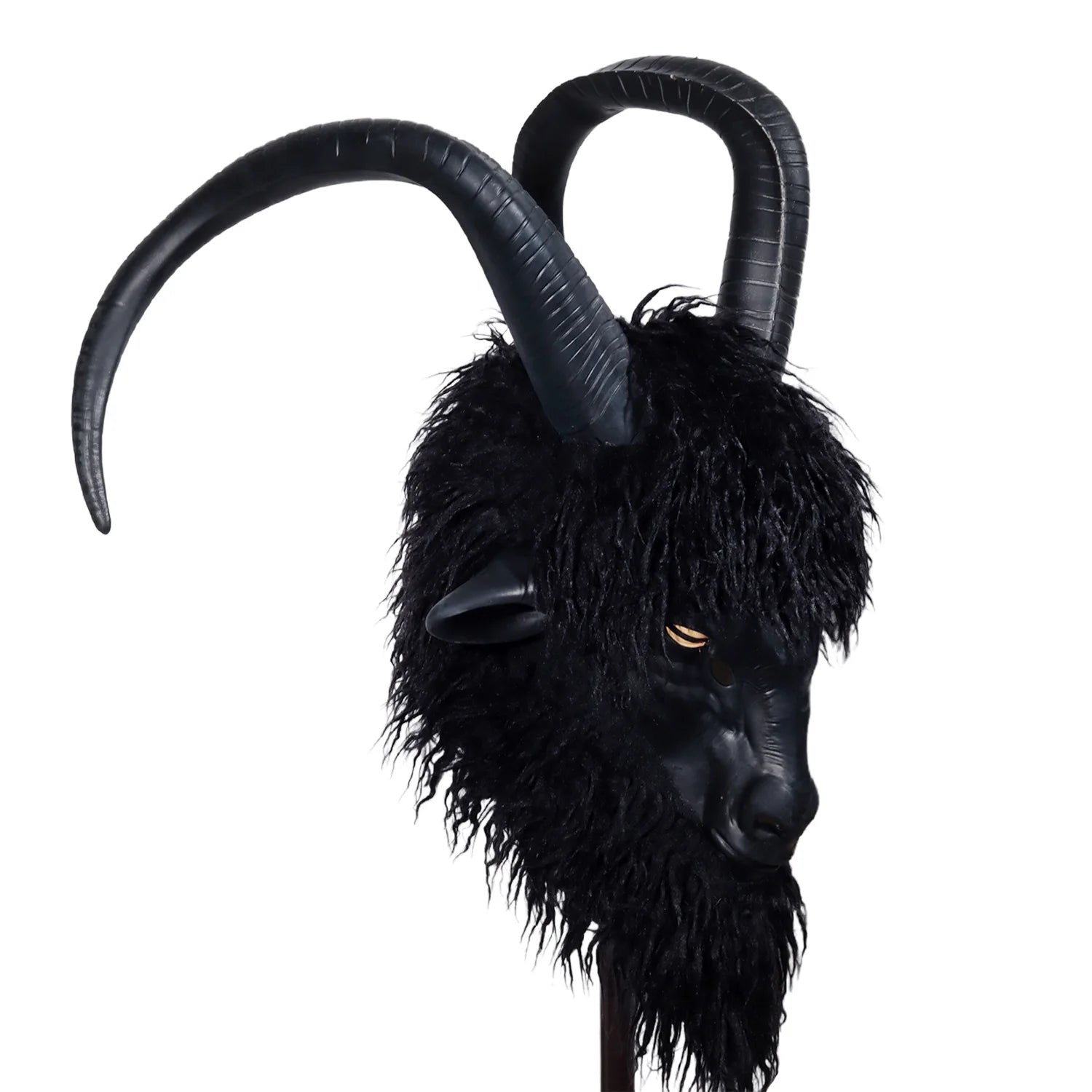 Svart Geit / Black Phillip Lateksmaske med Horn