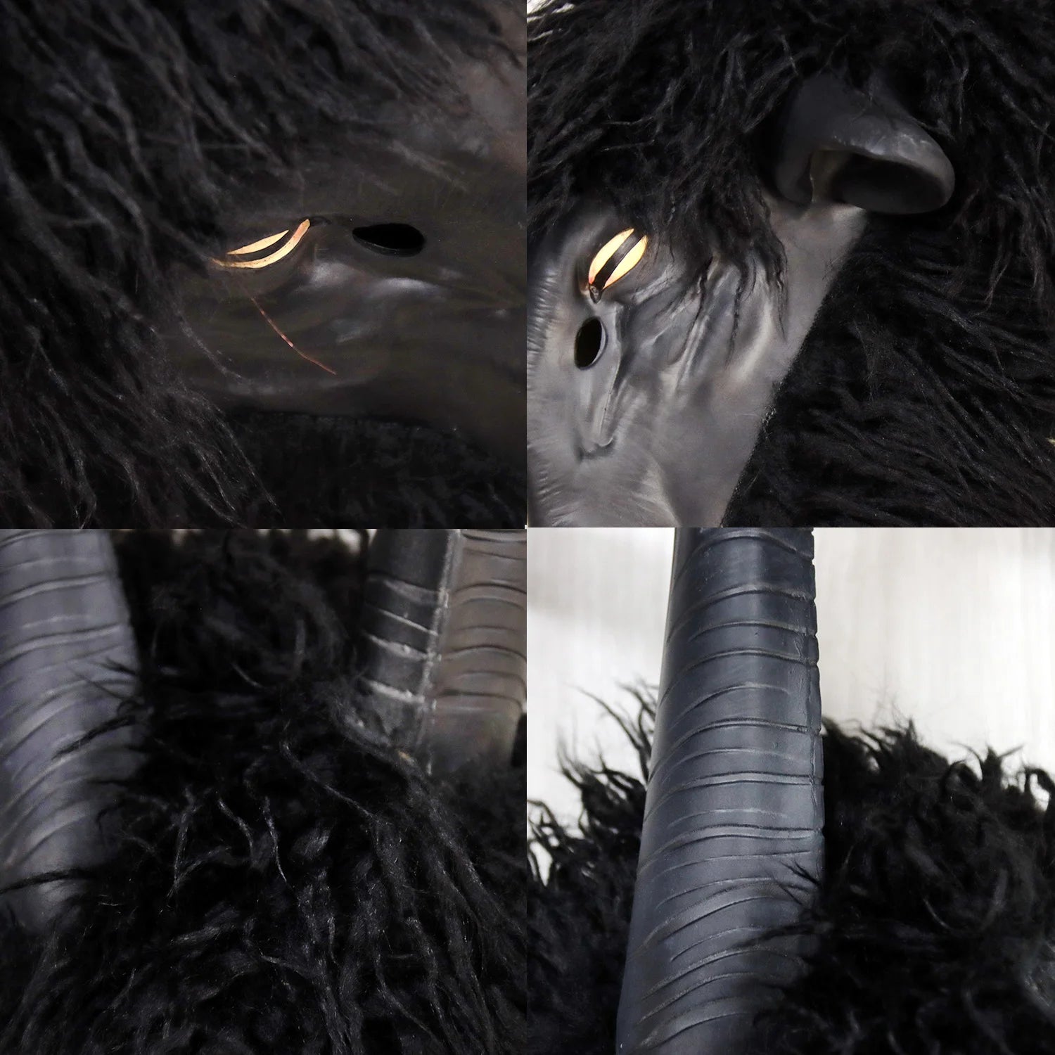 Svart Geit / Black Phillip Lateksmaske med Horn