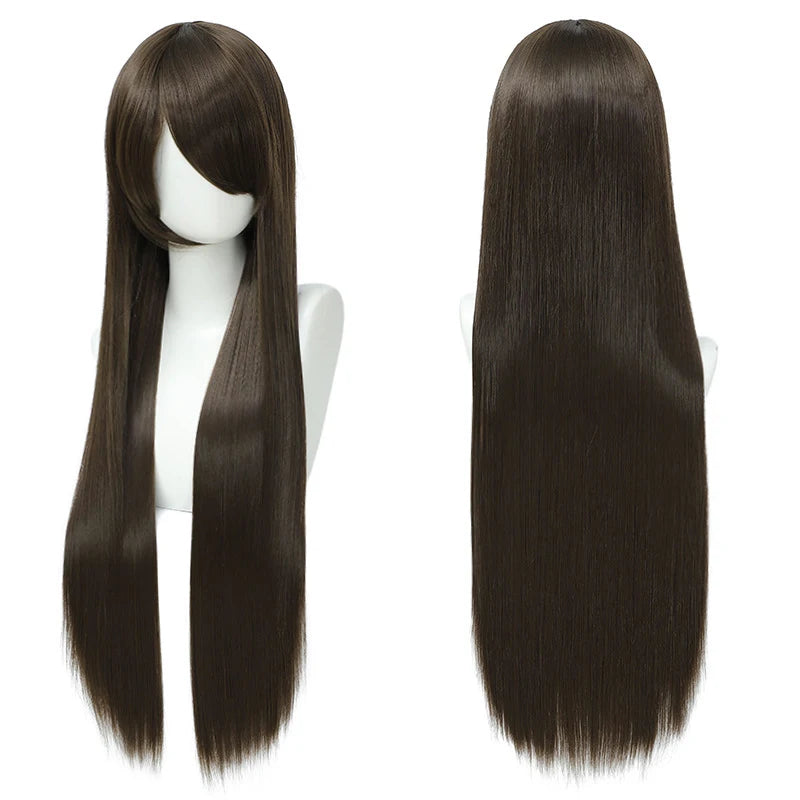 Lang Rett Lolita Cosplay-Parykk med Pannelugg (80 cm)