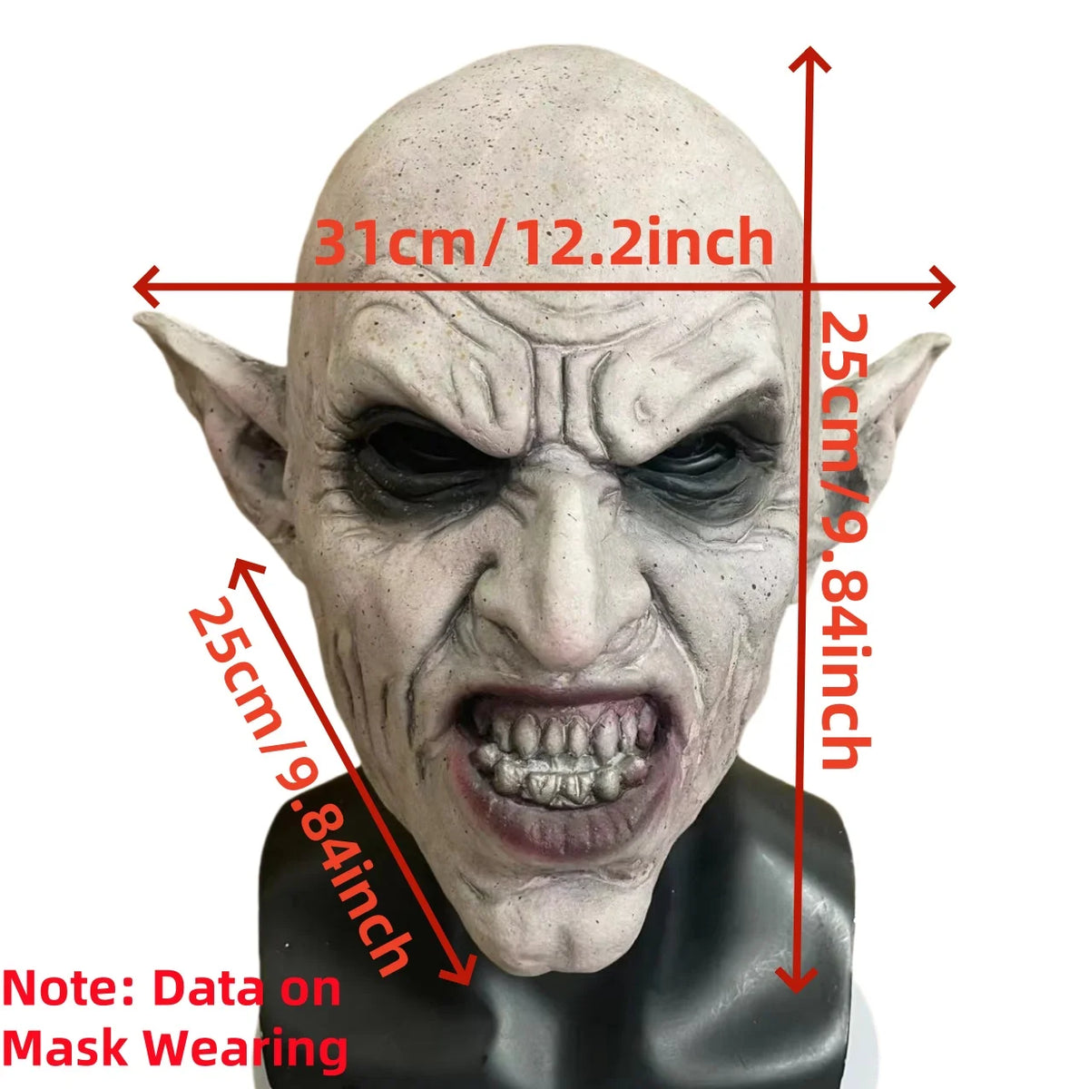 Nosferatu Vampyr Lateksmaske med Tenner