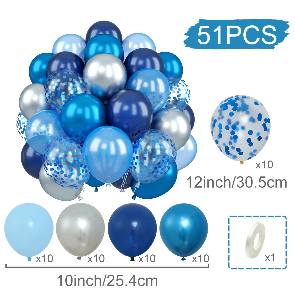 Perlemor & Metallisk Ballongmiks – Flerpakning
