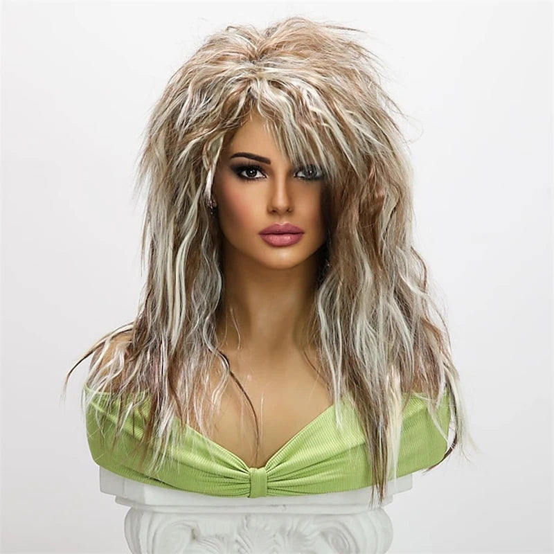 Lang 80s Punk Rocker Parykk for Damer (60 cm)