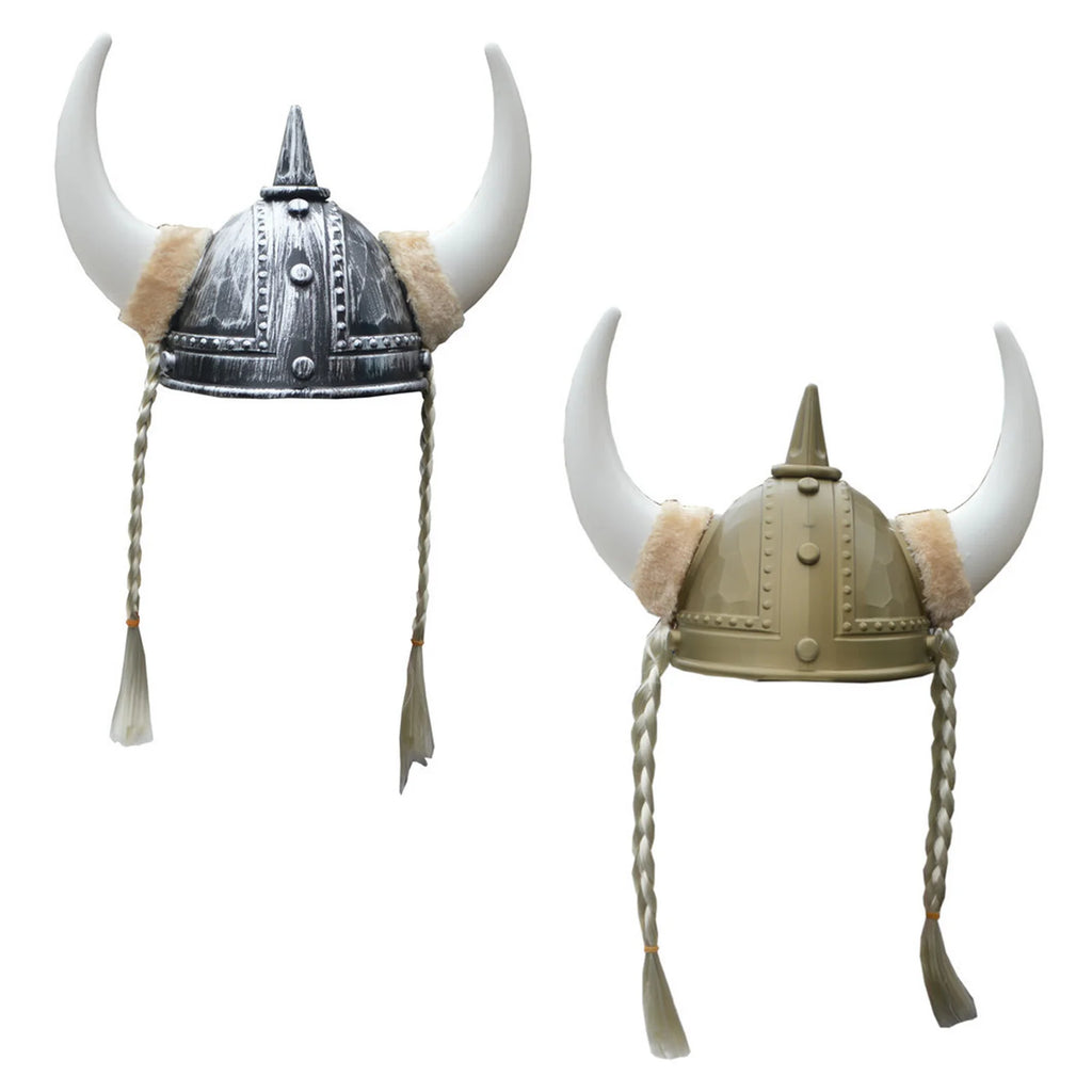 Vikinghjelm med Horn og Fletter