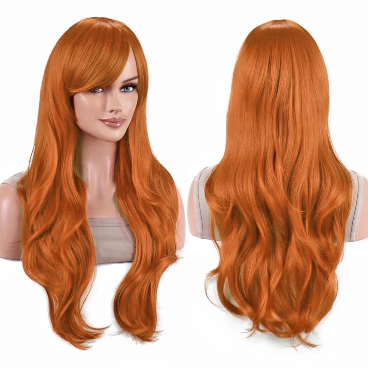 Lang Bølgete Cosplay-Parykk med Pannelugg (70 cm)