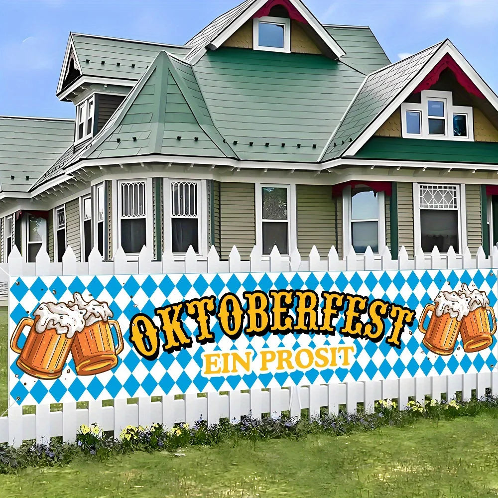 Oktoberfest Bayersk Diamantbanner med Ølseidel (45 x 200 cm)
