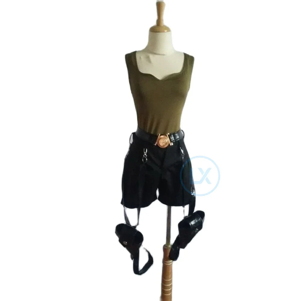 Tomb Raider Lara Croft Cosplay Kostyme med Hylster & Vesker