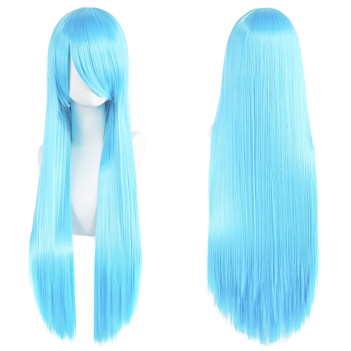 Lang Rett Lolita Cosplay-Parykk med Pannelugg (80 cm)