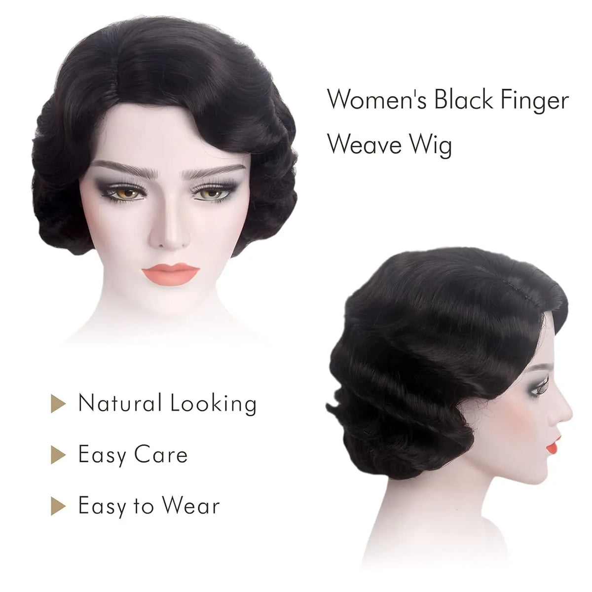 Kort 1920-talls Finger Wave Flapper Parykk