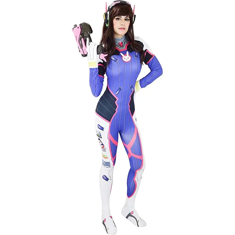 Overwatch D.Va Bodysuit Cosplay Kostyme & Tilbehør