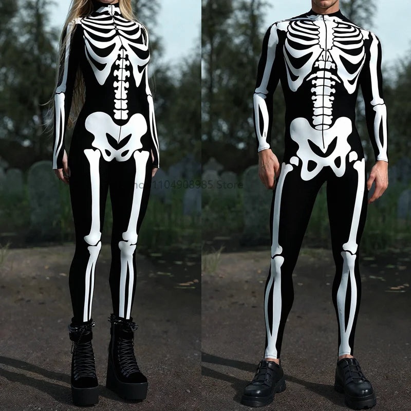 Skelett Jumpsuit Kostyme til Dame