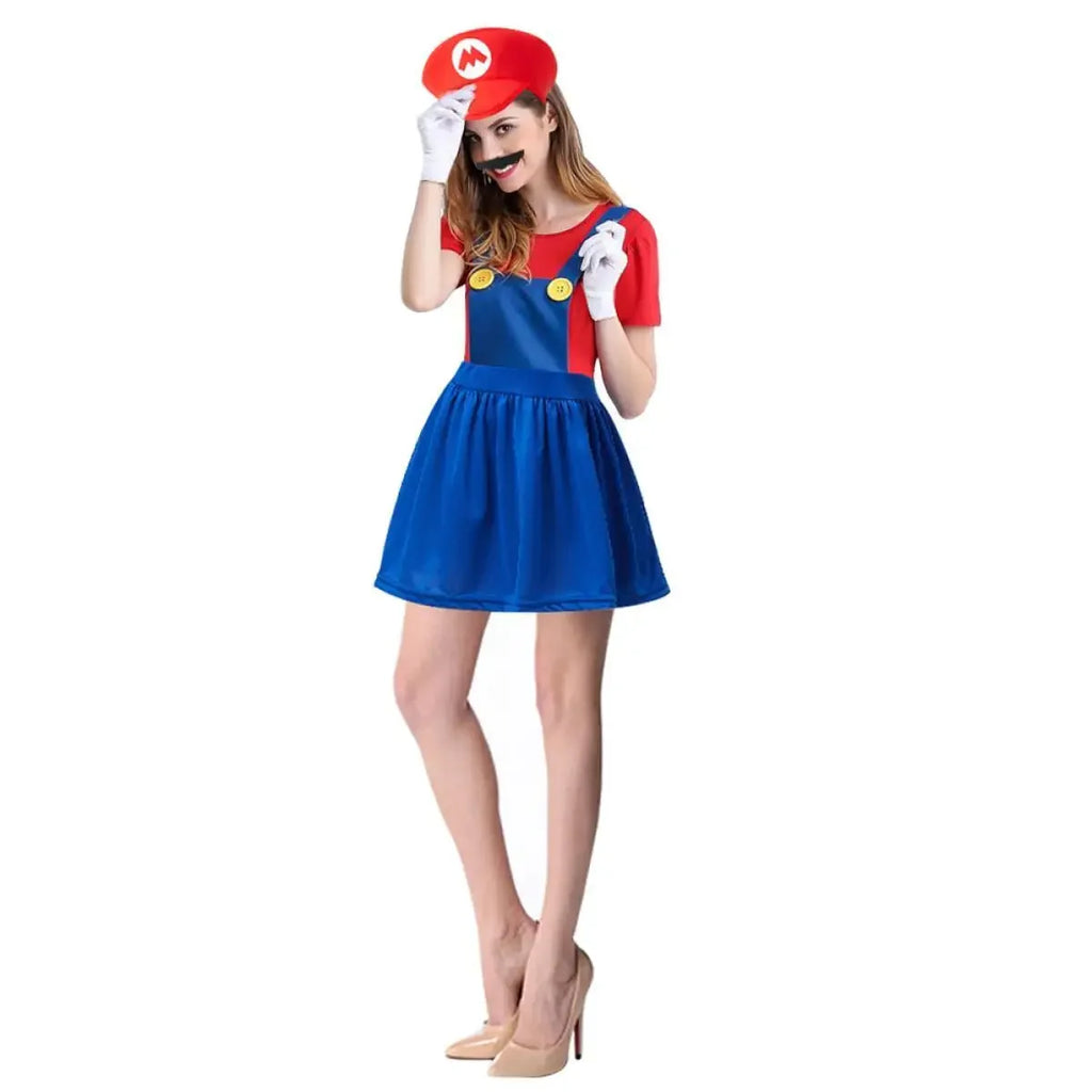 Super Mario Luigi Deluxe Kostyme med Hatt & Bart