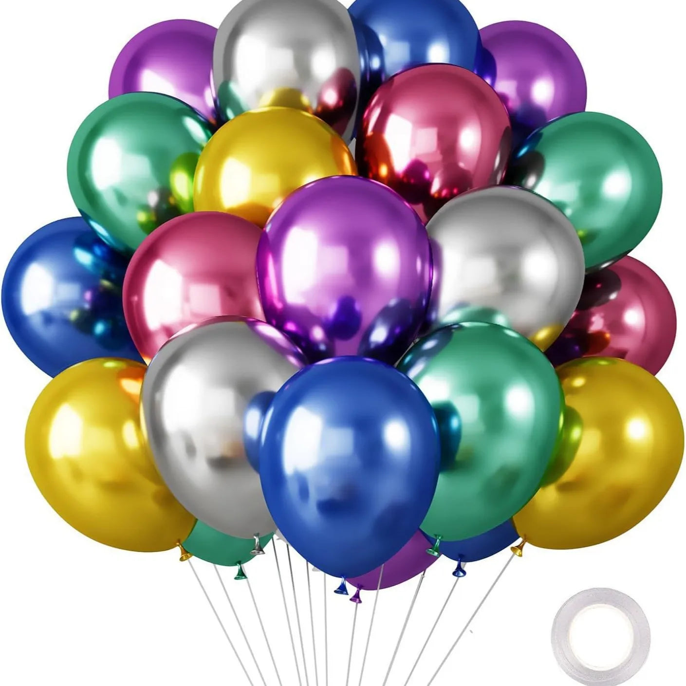 30-Pakning Krom Metalliske Heliumballonger