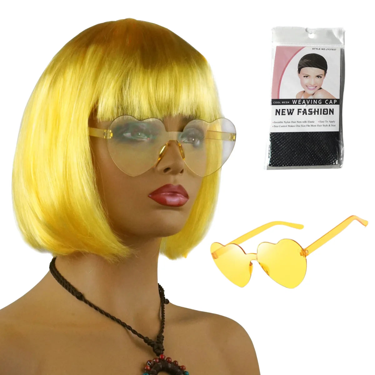 Neon Fargerik Kort Bob-Parykk