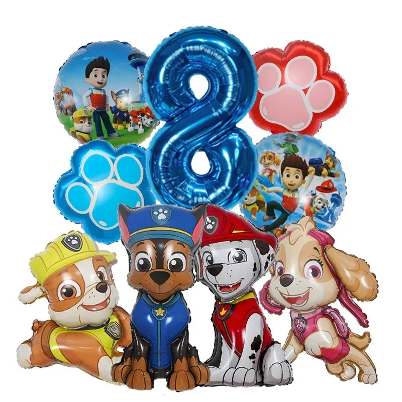 Paw Patrol Folieballonger Sett med Tall – Bursdagspynt for Barn