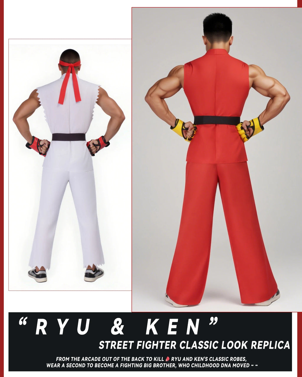 Street Fighter Ryu & Ken Karate Drakt Cosplay Kostyme