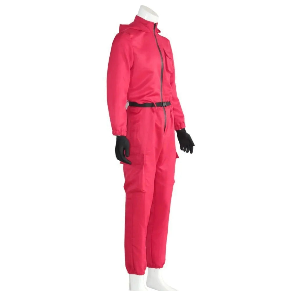 Rosa Jumpsuit Kostymesett med Maske
