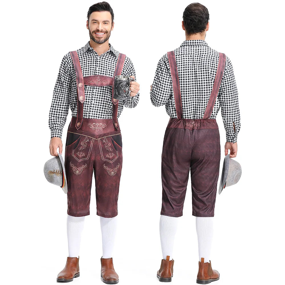 Bayersk Oktoberfest Skjorte og Lederhosen for Herre