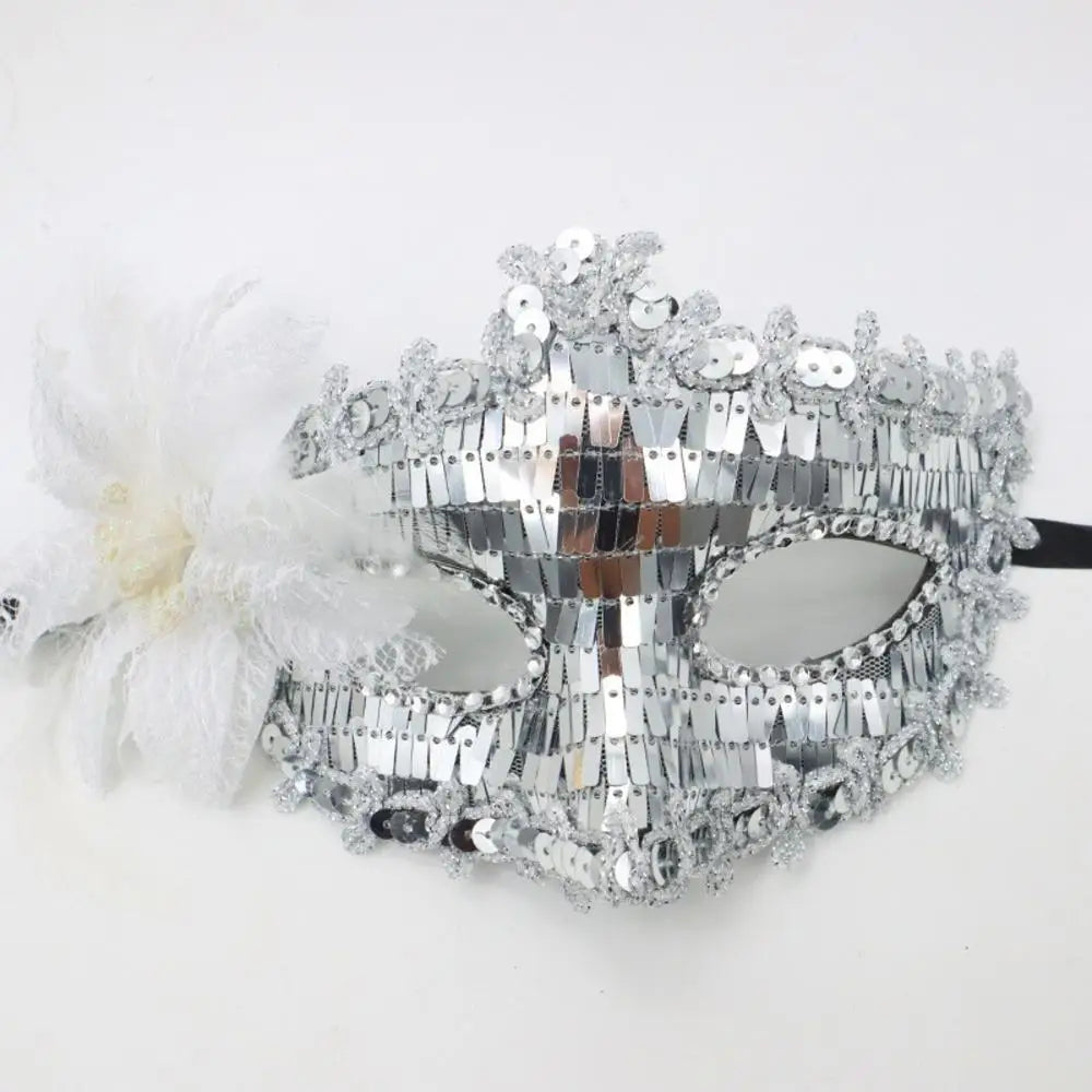 Charmig Fjær- & Blondemaske for Prinsesseball