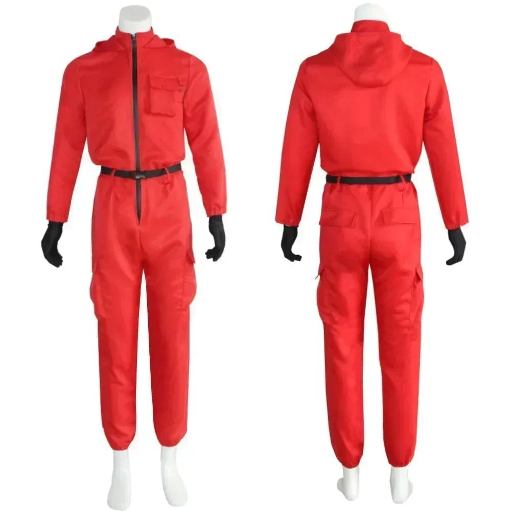 Rosa Jumpsuit Kostymesett med Maske