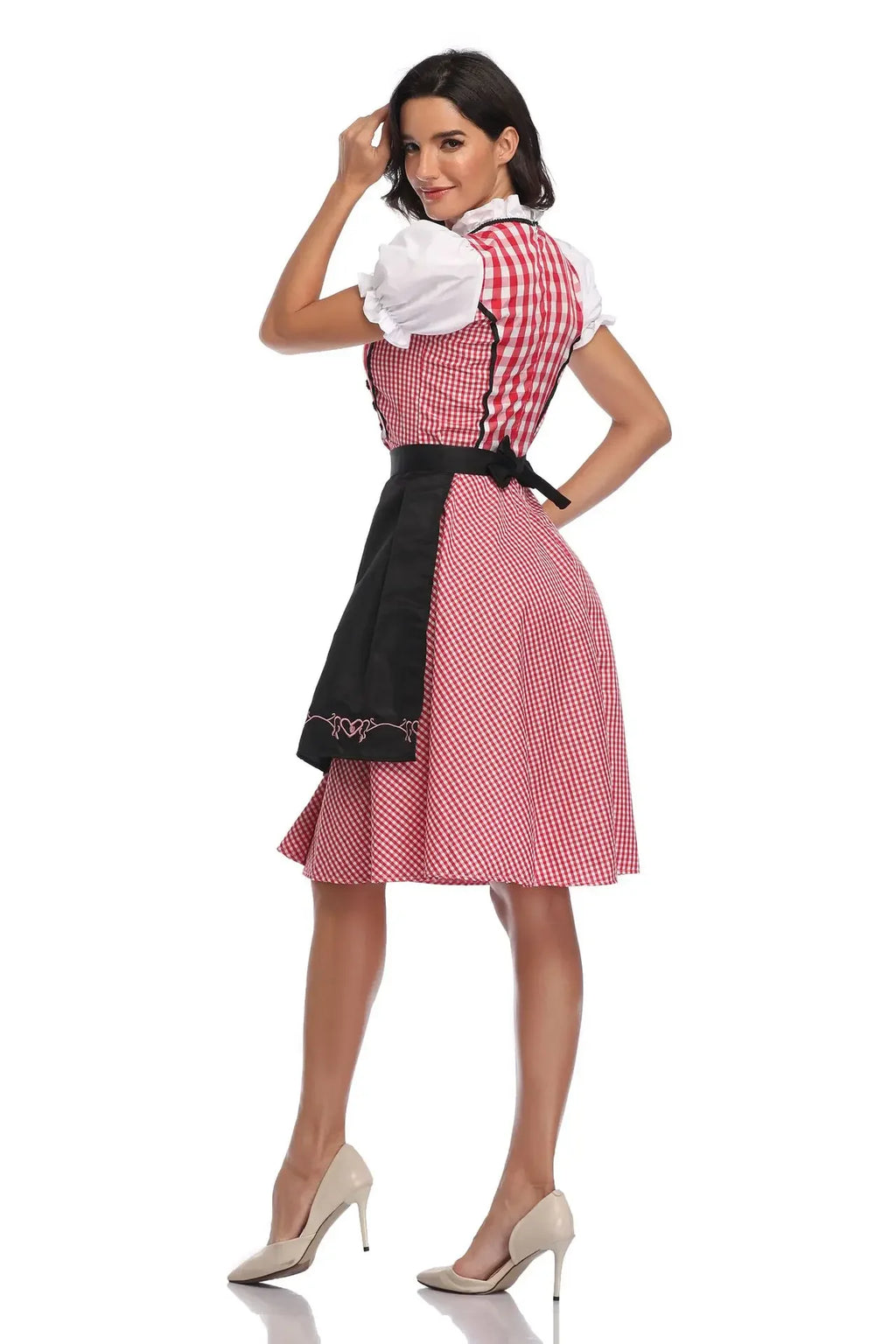 Klassisk Oktoberfest Dirndl Kjole med Forkle