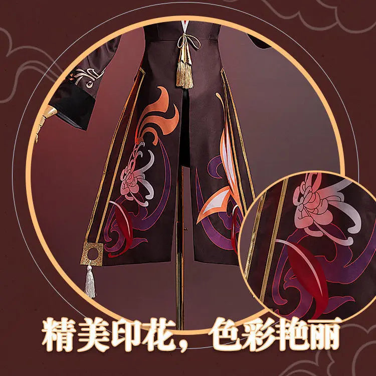 Genshin Impact Hu Tao Cosplay Kostyme & Parykk