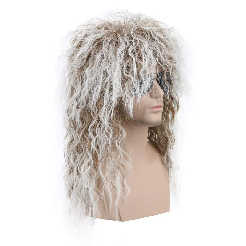 70s & 80s Krøllete Rocker Mullet Parykk